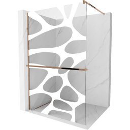 Mexen Kioto+ Walk-In Zuhanyfal törölközõ tartóval 120 x 200 cm, átlátszó üveg/fehér 8 mm, rózsa arany - 800-120-121-60-97 Walk-In Zuhanyfal