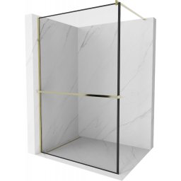 Mexen Kioto+ Walk-In Zuhanyfal törölközõ tartóval 100 x 200 cm, átlátszó üveg/ fekete 8 mm, arany - 800-100-121-50-70 Walk-In Zuhanyfal