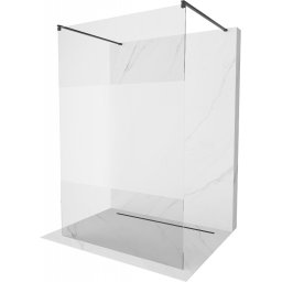 Mexen Kioto Walk-In Zuhanyfal szabadonálló 110 x 200 cm, átlátszó üveg/ szatén 8 mm, fekete - 800-110-002-70-35 Walk-In Zuhanyfal