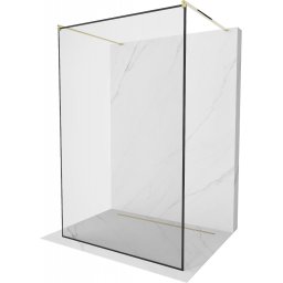 Mexen Kioto Walk-In Zuhanyfal szabadonálló 100 x 200 cm, átlátszó üveg/ fekete 8 mm, arany - 800-100-002-50-70 Walk-In Zuhanyfal