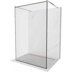 Mexen Kioto Walk-In Zuhanyfal szabadonálló 100 x 200 cm, átlátszó üveg/ fekete 8 mm, rózsa arany - 800-100-002-60-70 Walk-In Zuhanyfal