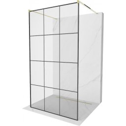 Mexen Kioto Walk-In Zuhanyfal szabadonálló 120 x 200 cm, átlátszó üveg/ fekete 8 mm, arany - 800-120-002-50-77 Walk-In Zuhanyfal