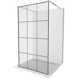 Mexen Kioto Walk-In Zuhanyfal szabadonálló 100 x 200 cm, átlátszó üveg/ fekete 8 mm, rózsa arany - 800-100-002-60-77 Walk-In Zuhanyfal