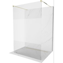Mexen Kioto Walk-In Zuhanyfal szabadonálló 140 x 200 cm, átlátszó üveg/ szatén 8 mm, arany - 800-140-002-50-35 Walk-In Zuhanyfal