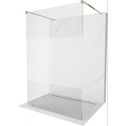 Mexen Kioto Walk-In Zuhanyfal szabadonálló 140 x 200 cm, átlátszó üveg/ szatén 8 mm, rózsa arany - 800-140-002-60-35 Walk-In Zuhanyfal