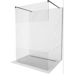 Mexen Kioto Walk-In Zuhanyfal szabadonálló 140 x 200 cm, átlátszó üveg/ szatén 8 mm, fekete - 800-140-002-70-35 Walk-In Zuhanyfal