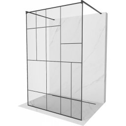 Mexen Kioto Walk-In Zuhanyfal szabadonálló 110 x 200 cm, átlátszó üveg/ fekete 8 mm, fekete - 800-110-002-70-78 Walk-In Zuhanyfal