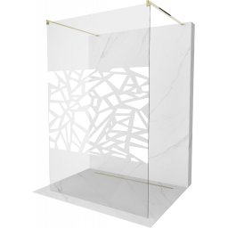 Mexen Kioto Walk-In Zuhanyfal szabadonálló 130 x 200 cm, átlátszó üveg/fehér 8 mm, arany - 800-130-002-50-85 Walk-In Zuhanyfal