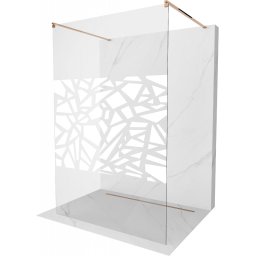 Mexen Kioto Walk-In Zuhanyfal szabadonálló 110 x 200 cm, átlátszó üveg/fehér 8 mm, rózsa arany - 800-110-002-60-85 Walk-In Zuhanyfal