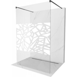 Mexen Kioto Walk-In Zuhanyfal szabadonálló 130 x 200 cm, átlátszó üveg/fehér 8 mm, fekete - 800-130-002-70-85 Walk-In Zuhanyfal