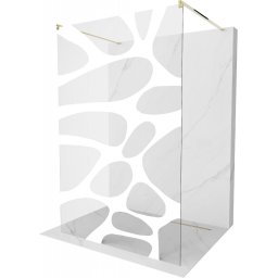 Mexen Kioto Walk-In Zuhanyfal szabadonálló 140 x 200 cm, átlátszó üveg/fehér 8 mm, arany - 800-140-002-50-97 Walk-In Zuhanyfal