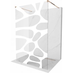 Mexen Kioto Walk-In Zuhanyfal szabadonálló 100 x 200 cm, átlátszó üveg/fehér 8 mm, rózsa arany - 800-100-002-60-97 Walk-In Zuhanyfal