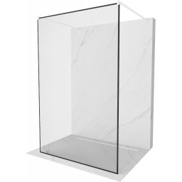 Mexen Kioto Walk-In Zuhanyfal szabadonálló 100 x 200 cm, átlátszó üveg/ fekete 8 mm, fehér - 800-100-002-20-70 Walk-In Zuhanyfal