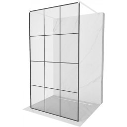 Mexen Kioto Walk-In Zuhanyfal szabadonálló 100 x 200 cm, átlátszó üveg/ fekete 8 mm, fehér - 800-100-002-20-77 Walk-In Zuhanyfal