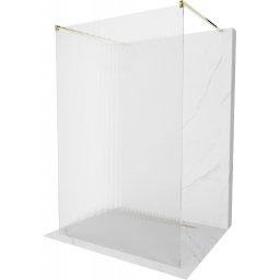 Mexen Kioto Walk-In Zuhanyfal szabadonálló 100 x 200 cm, intim csikos üveg 8 mm, arany - 800-100-002-50-09 Walk-In Zuhanyfal