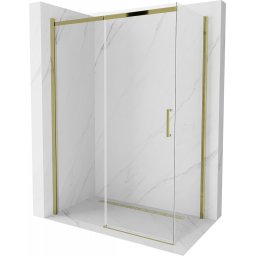Mexen Omega Zuhanykabin Toló ajtóval 130 x 70 cm, átlátszó üveg, arany - 825-130-070-50-00 Toló ajtós