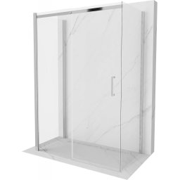 Mexen Omega háromoldalú zuhanykabin Toló ajtóval 140 x 80 cm, átlátszó üveg, króm - 825-140-080-01-00-3S Három oldalu zuhanykabin