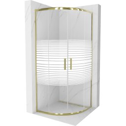 Mexen Rio íves Zuhanykabin Toló ajtóval 70 x 70 cm, intim , arany - 863-070-070-50-2 Íves