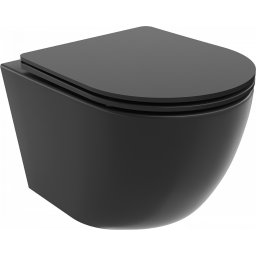 Mexen Lena Perem nélküli fali wc lassú záródásu tetõvel slim, duroplast, fekete mat - 30221085 Wc