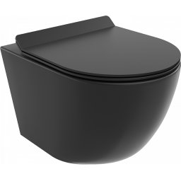 Mexen Lena Perem nélküli fali wc lassú záródásu tetõvel slim, duroplast, fekete mat - 30220185 Wc