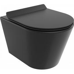 Mexen Rico Perem nélküli fali wc lassú záródásu tetõvel slim, duroplast, fekete mat - 30720185 Wc