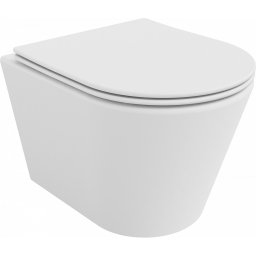 Mexen Rico Perem nélküli fali wc lassú záródásu tetõvel slim, duroplast, fehér mat - 30724001 Wc