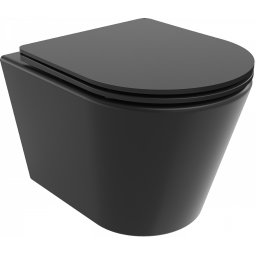 Mexen Rico Perem nélküli fali wc lassú záródásu tetõvel slim, duroplast, fekete mat - 30721085 Wc