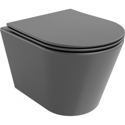 Mexen Rico Perem nélküli fali wc lassú záródásu tetõvel slim, duroplast, szürke mat - 30724071 Wc