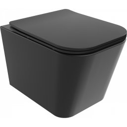 Mexen Teo Perem nélküli fali wc lassú záródásu tetõvel slim, duroplast, fekete mat - 30850685 Wc