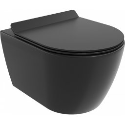 Mexen Carmen Perem nélküli fali wc lassú záródásu tetõvel slim, duroplast, fekete mat - 30880185 Wc