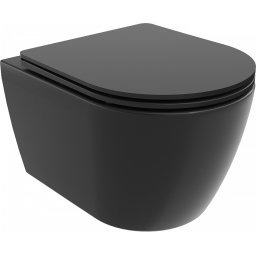 Mexen Carmen Perem nélküli fali wc lassú záródásu tetõvel slim, duroplast, fekete mat - 30881085 Wc