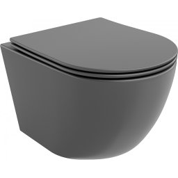 Mexen Lena Perem nélküli fali wc lassú záródásu tetõvel slim, duroplast, szürke mat - 30224071 Wc