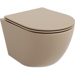 Mexen Lena Perem nélküli fali wc lassú záródásu tetõvel slim, duroplast, cappuccino mat - 30224064 Wc