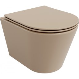 Mexen Rico Perem nélküli fali wc lassú záródásu tetõvel slim, duroplast, cappuccino mat - 30724064 Wc