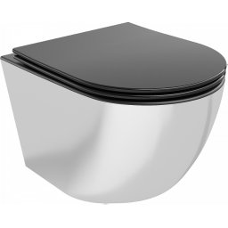 Mexen Lena Perem nélküli fali wc lassú záródásu tetõvel slim, duroplast, fekete mat /ezüst- 30224074 Wc