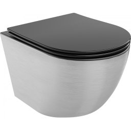 Mexen Lena Perem nélküli fali wc lassú záródásu tetõvel slim, duroplast, fekete mat /ezüst model- 30224073 Wc