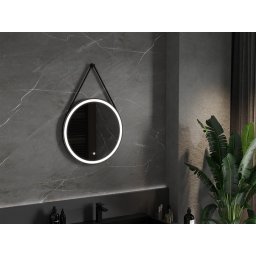 Mexen Reni Led fürdõszobai tükör, kerek 80 cm, LED 6000K, + páramentesít?, fekete keret - 9812-080-080-611-70 Led Tükör