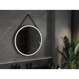Mexen Reni Led fürdõszobai tükör, kerek 90 cm, LED 6000K, + páramentesít?, fekete keret - 9812-090-090-611-70 Led Tükör