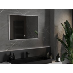 Mexen Erma Led fürdõszobai tükör 100 x 80 cm, LED 6000K, + páramentesít?, fekete keret - 9814-100-080-611-70 Led Tükör