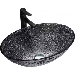 Mexen Goa üveg mosdó pultra helyezhetõ 50 x 36 cm, fekete - 24085070 Pultra építhető