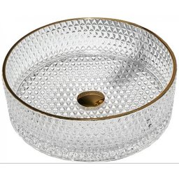 Mexen Aura üveg mosdó pultra helyezhetõ 39 x 39 cm, transparent/arany - 24013905 Pultra építhető