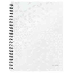 LEITZ Spirálfüzet, A4, kockás, 80 lap, LEITZ "Wow", fehér