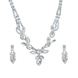 Virág díszes, kristályos esküvői ékszerszett