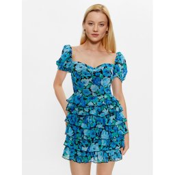 ROTATE Koktélruha Chiffon Mini 1001101324 Kék Regular Fit