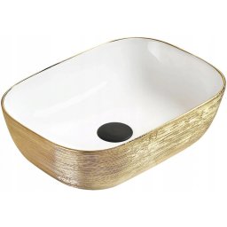 Mexen Rita mosdó pultra helyezhetõ 45 x 32 cm, fehér/arany - 21084553 Pultra építhető