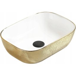 Mexen Rita mosdó pultra helyezhetõ 45 x 32 cm, fehér/arany - 21084554 Pultra építhető