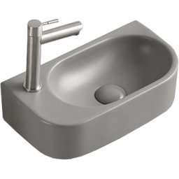 Mexen Viera Mosdó kagyló balos 40 x 21 cm, szürke mat - 21274061L Mosdó csaplyukal
