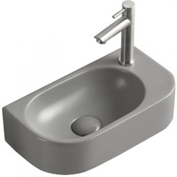 Mexen Viera Mosdó kagyló jobbos 40 x 21 cm, szürke mat - 21274061R Mosdó csaplyukal