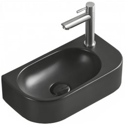 Mexen Viera Mosdó kagyló jobbos 40 x 21 cm, fekete mat - 21274085R Mosdó csaplyukal