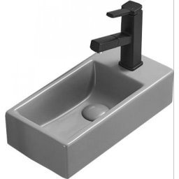 Mexen Inez Mosdó kagyló balos 40 x 20 cm, szürke mat - 21484061L Mosdó csaplyukal